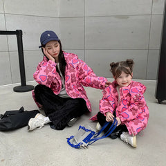 Doudoune-mere-fille-avec-imprime