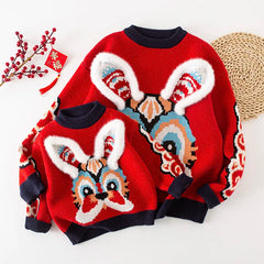 Pull-noël-famille-rouge-tricoté-5