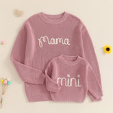 Pull assorti mère-fille en coloris pastel