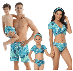Maillot de bain assorti à rayer bleu