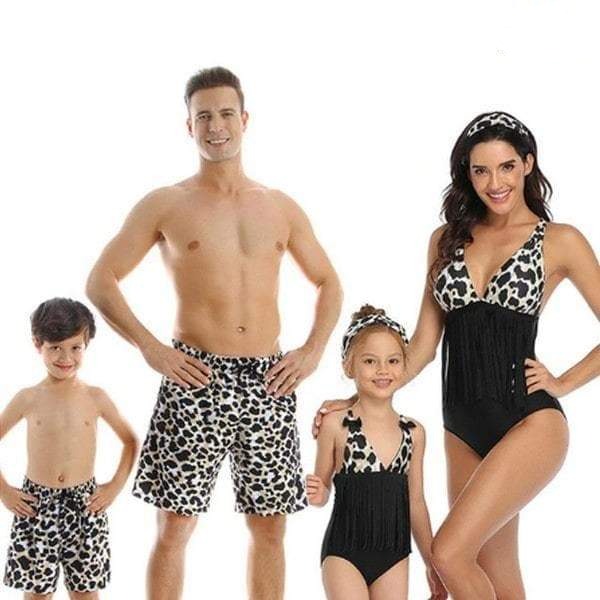Maillot de bain famille assorti léopard