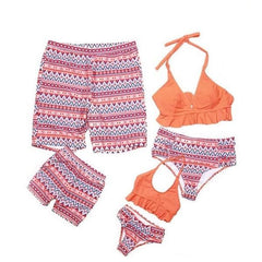 Maillot de bain famille assorti orange bohème