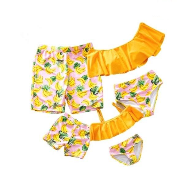 Maillot de bain famille assorti orange et banane