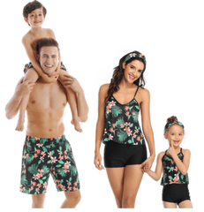Maillot de bain famille noir et vert