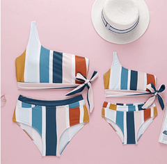 Maillot de bain mère fille à rayures