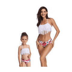 Maillot de bain mère fille assorti blanc