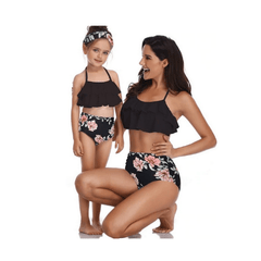 Maillot de bain mère fille assorti noir