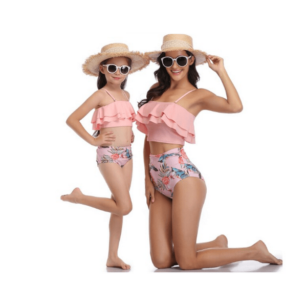 Maillot de bain mère fille à volants