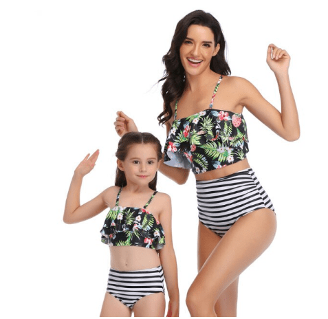 Maillot de bain mère fille bretelles à volants