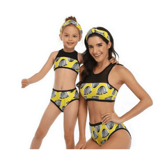 Maillot de bain mère fille jaune et noir