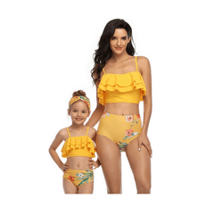 Maillot de bain mère fille jaune