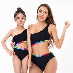 Maillot de bain mère fille noir deux pièces