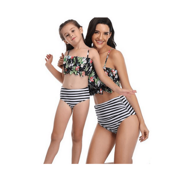 Maillot de bain mère fille rayé