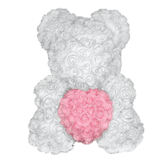 Ours en roses blanc et rose