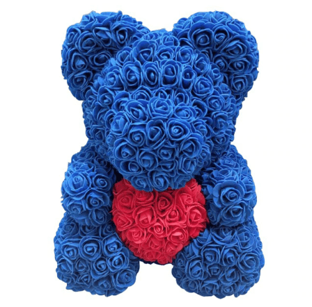 Ours en roses bleu et rouge