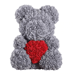 Ours en roses gris et rouge