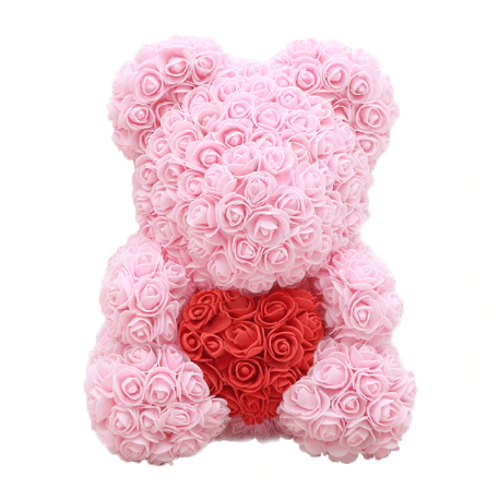 Ours en roses rose et rouge