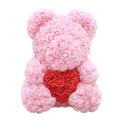 Ours en roses rose et rouge