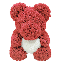 Ours en roses rouge clair et blanc