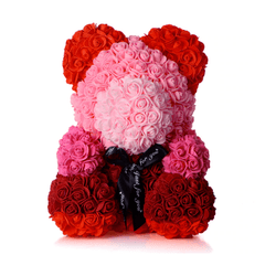 Ours en roses rouge et rose