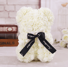 Ourson en roses blanc cassé