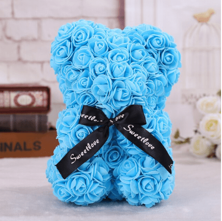 Ourson en roses bleu