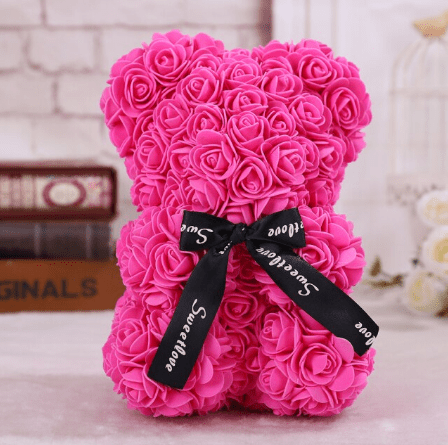 Ourson en roses fuchsia