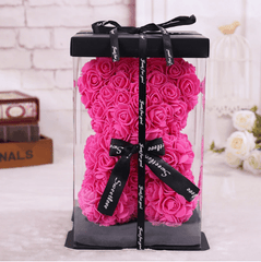 Ourson en roses fuchsia boite