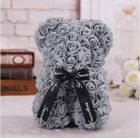 Ourson en roses gris