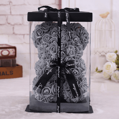 Ourson en roses gris boite