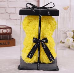 Ourson en roses jaune boite