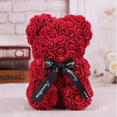 Ourson en roses rouge bordeaux