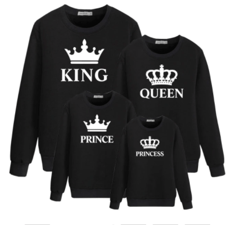 Pull noël famille King et Queen noir