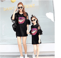 Pull maman et fille noir