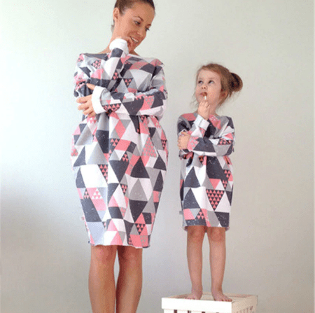 Pull mère fille à carreaux