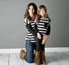 Pull mère fille noir et blanc