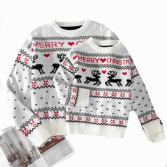 Pull noël famille à col rond