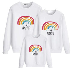 Pull noël famille dessin arc-en-ciel