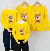 Pull noël famille assorti Rudolphe jaune