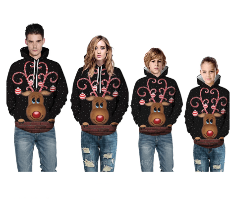 Pull noël famille dessin animé