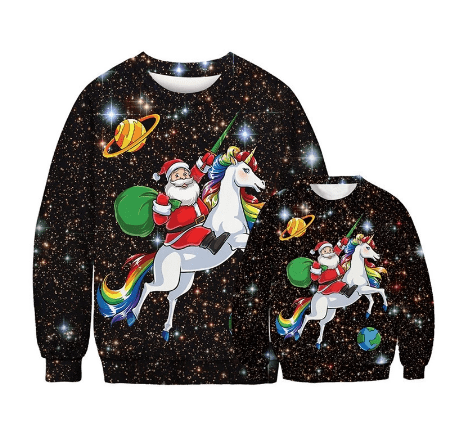 Pull noël famille licorne 3D