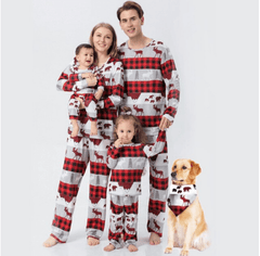 Pyjama noël famille gris et rouge