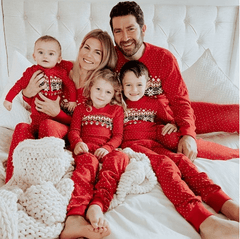 Pyjama noël famille rouge à pois