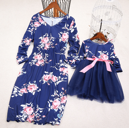 Robe assortie mère et fille fleurie