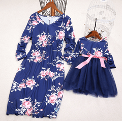 Robe assortie mère et fille fleurie
