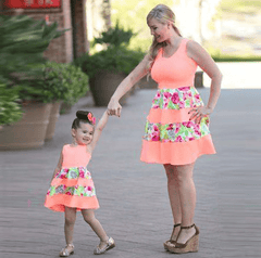 Robe assortie mère fille rose