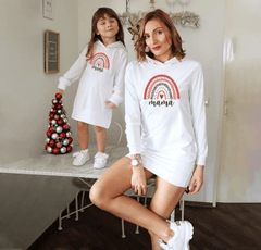 Robe mère fille arc-en-ciel