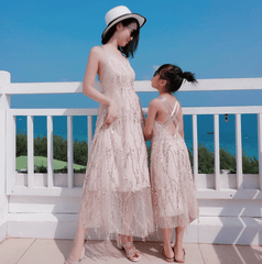 Robe mère fille avec des strass