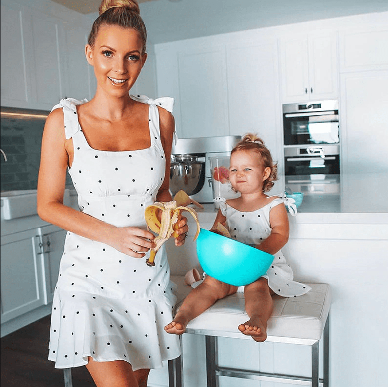 Robe mère fille blanc à pois