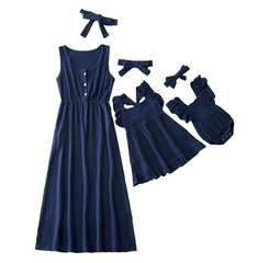 Robe mère fille bleu foncé